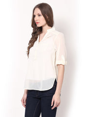 Harpa Women Cream Coloured Top
