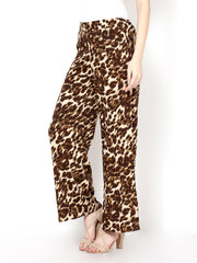 Harpa Women Brown and Black Animal Print Palazzo Trousers