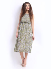 Hotberries White &amp; Yellow Printed Blouson Dress