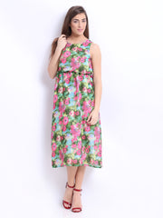 Hotberries Green Floral Print Blouson Dress