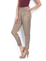Hotberries Women Beige Polka Dot Print Trousers