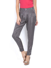 Hotberries Women Grey Polka Dot Print Trousers