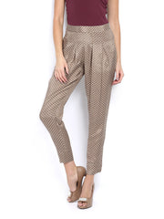 Hotberries Women Beige Polka Dot Print Trousers