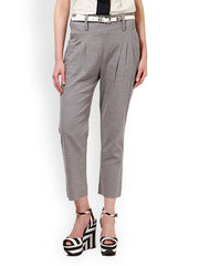 I Know Women Grey Tapered Fit Formal Trousers