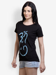 Incynk Women Black Graphic Printed T-shirt