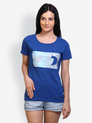 Incynk Women Blue Graphic Printed T-shirt