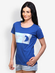 Incynk Women Blue Graphic Printed T-shirt