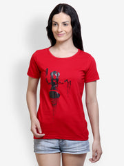 Incynk Women Red Graphic Printed T-shirt