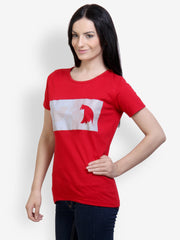 Incynk Women Red Graphic Printed T-shirt