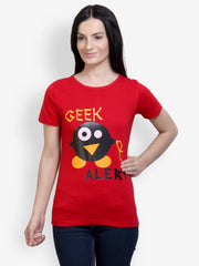 Incynk Women Red Graphic Printed T-shirt