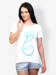 Incynk Women White Graphic Printed T-shirt