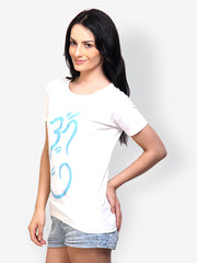 Incynk Women White Graphic Printed T-shirt