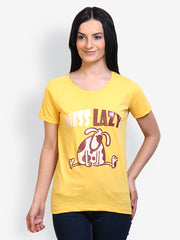 Incynk Women Yellow Graphic Printed T-shirt