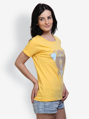 Incynk Women Yellow Graphic Printed T-shirt