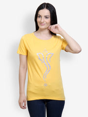 Incynk Women Yellow Graphic Printed T-shirt
