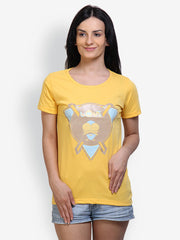 Incynk Women Yellow Graphic Printed T-shirt
