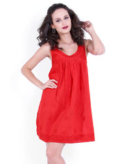 Indi Dori Red Embroidered Shift Dress