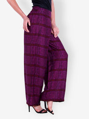 Indi Dori Women Burgundy Printed Palazzo Trousers