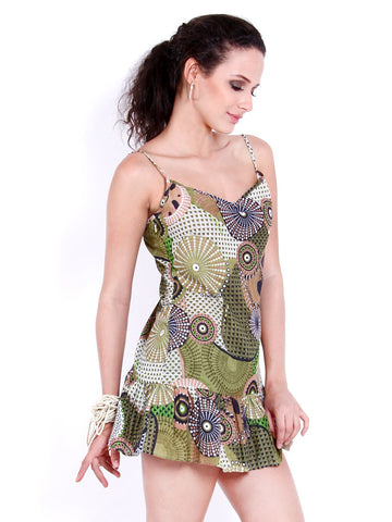 Indi Dori Green Printed Shift Dress