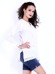 Indi Dori Women White Lakhnawi Chikankari Tunic