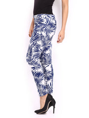 Inmark Women White &amp; Blue Printed Trousers