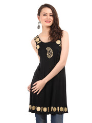 Ira Soleil Women Black &amp; Gold Tinsel Kurta
