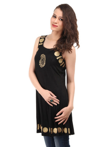 Ira Soleil Women Black &amp; Gold Tinsel Kurta