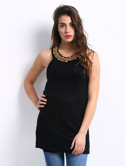 Ira Soleil Women Black Beaded Tunic