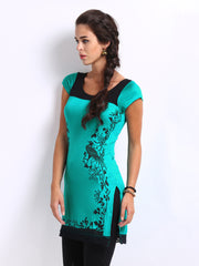 Ira Soleil Women Teal Green Printed Kurti
