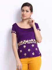 Ira Soleil Women Purple Printed Top
