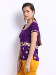 Ira Soleil Women Purple Printed Top