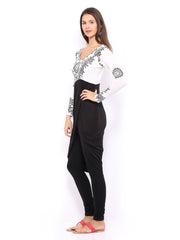 Ira Soleil Women White &amp; Black Printed Kurta