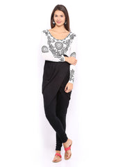 Ira Soleil Women White &amp; Black Printed Kurta