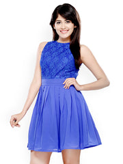 Iti Blue Lace Fit &amp; Flare Dress