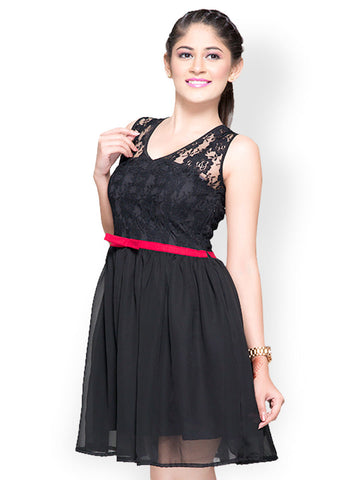 Iti Black Lace Fit &amp; Flare Dress
