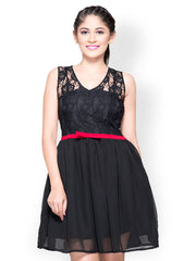 Iti Black Lace Fit &amp; Flare Dress