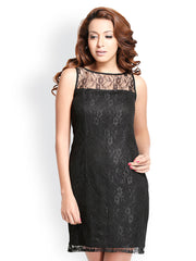 Iti Black Lace Shift Dress