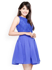 Iti Blue Lace Fit &amp; Flare Dress