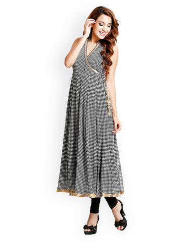 Iti Women Black &amp; White Printed Kurta