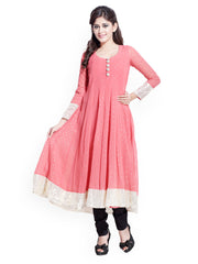 Iti Women Coral Pink Printed Anarkali Kurta