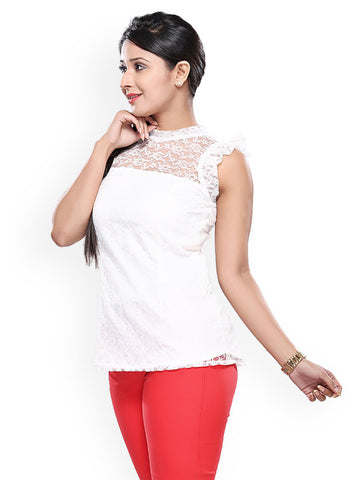 Iti Women White Lace Top