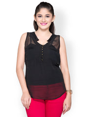 Iti Women Black Sheer Top