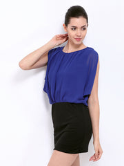 Jealous 21 Blue &amp; Black Blouson Dress