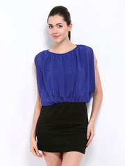 Jealous 21 Blue &amp; Black Blouson Dress
