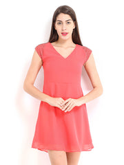 Jealous 21 Coral Pink Fit &amp; Flare Dress