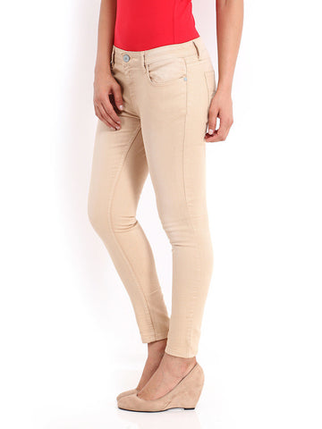 Jealous 21 Women Beige Hottie Ultra Slim Fit Ankle Length Jeans