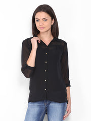Jealous 21 Women Black Sheer Shirt