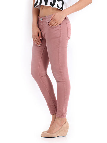 Jealous 21 Women Light Burgundy Hottie Ultra Slim Fit Ankle-Length Jeans