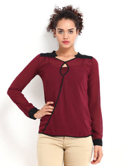 Jealous 21 Women Maroon Sheer Top