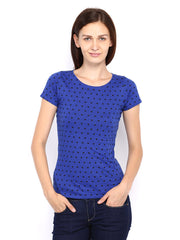 Jealous 21 Women Blue Polka Dot Print Top